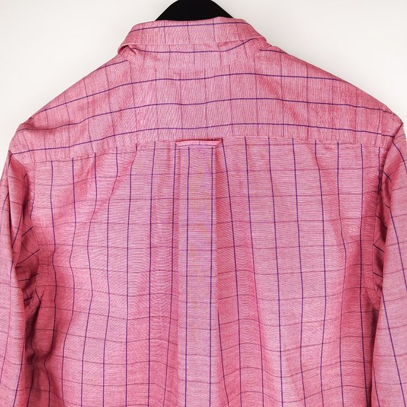 Izod Men's Button Down Cotton Shirt Red Plaid - Picture 5 of 9